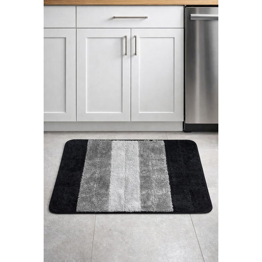 Soft Striped Anti-slip Floor Mat - Black 50x80cm