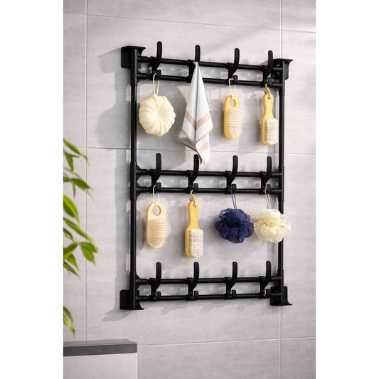 Wall Adhesive Storage Rack with Hooks