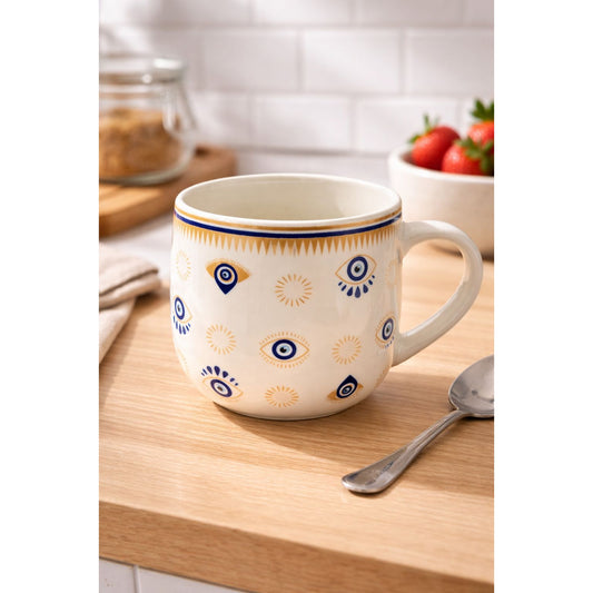 Ceramic Mug with Evil Eye Pattern - 400ml