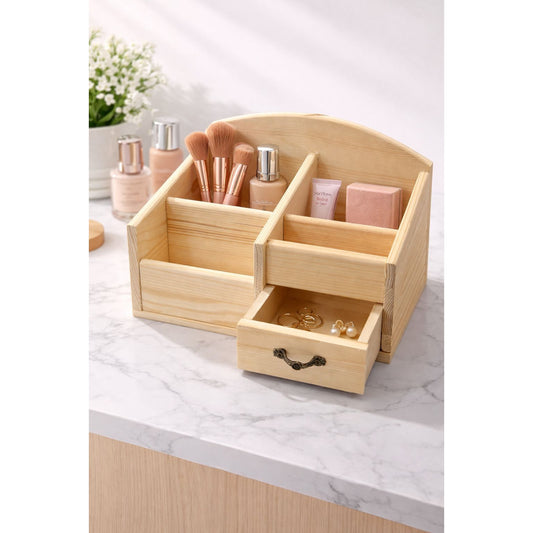 Wooden Makeup Organizer with Drawer