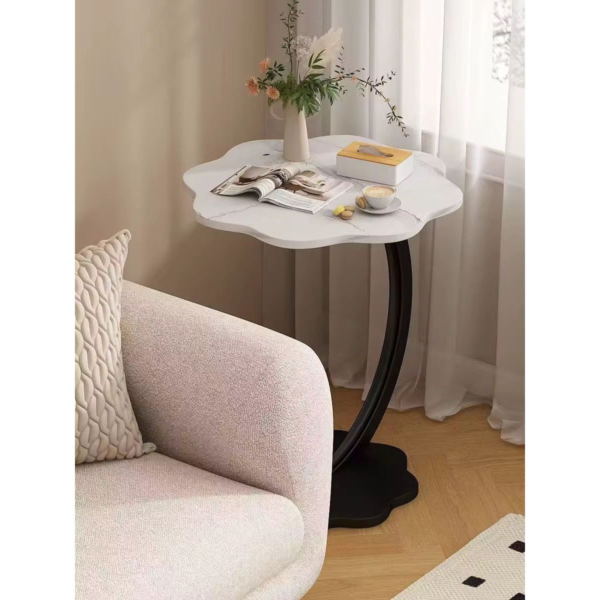 Modern Side Table with Sculptural Base