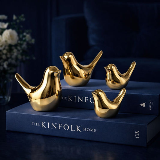 Luxury Gold Bird Figurines Set of 4