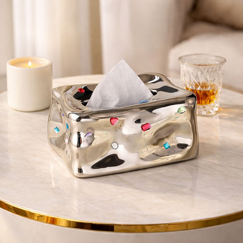Decorative Tissue Box with Jewel Sticker Set