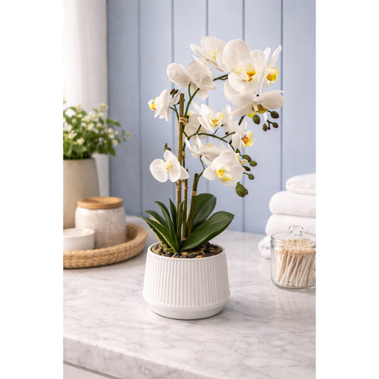 Elegant Artificial Orchid Plant in Ceramic Pot