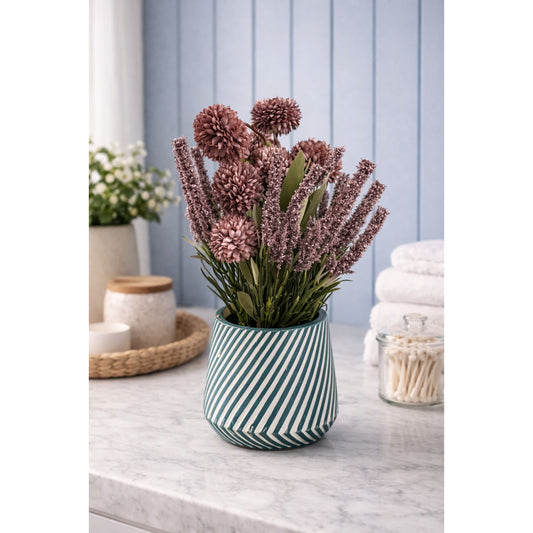 Artificial Floral Arrangement in Decorative Ceramic Pot - Mauve Lavender Style