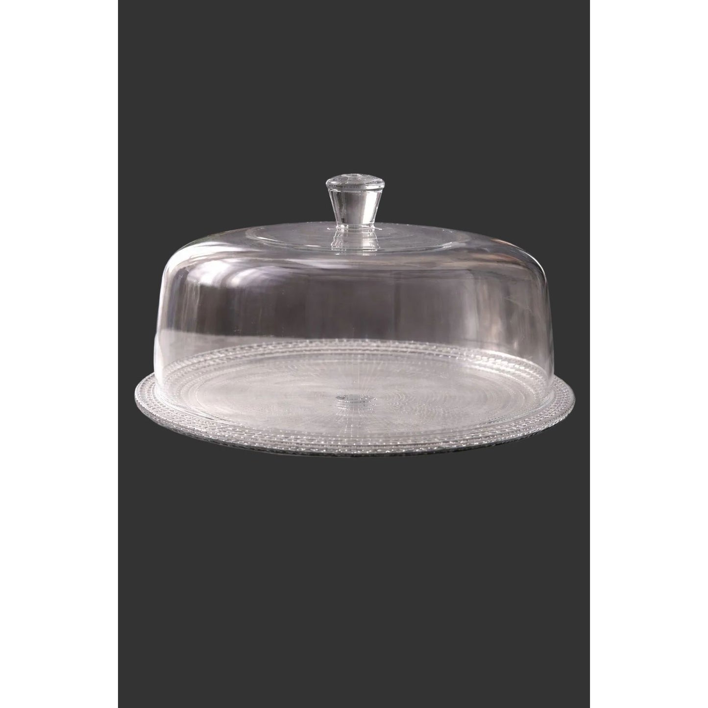 Elegant Plexi Cake Stand with Dome Lid - Textured Serving Plate