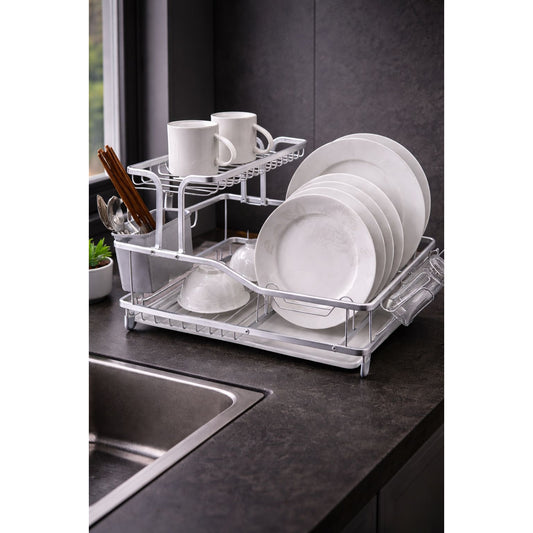 2-Tier Dish Drying Rack with Utensil Holder