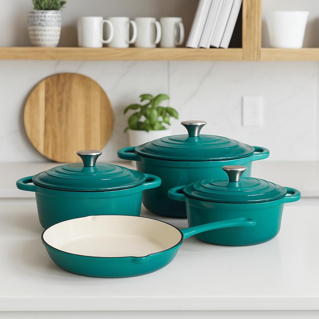 Dutch Oven Luxury Cast Iron Cookware Set BLUE