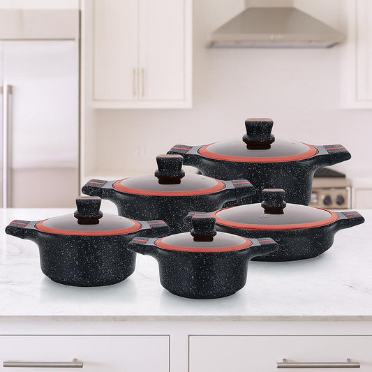 KALA Granite Cookware BLACK AND RED - 10PCS