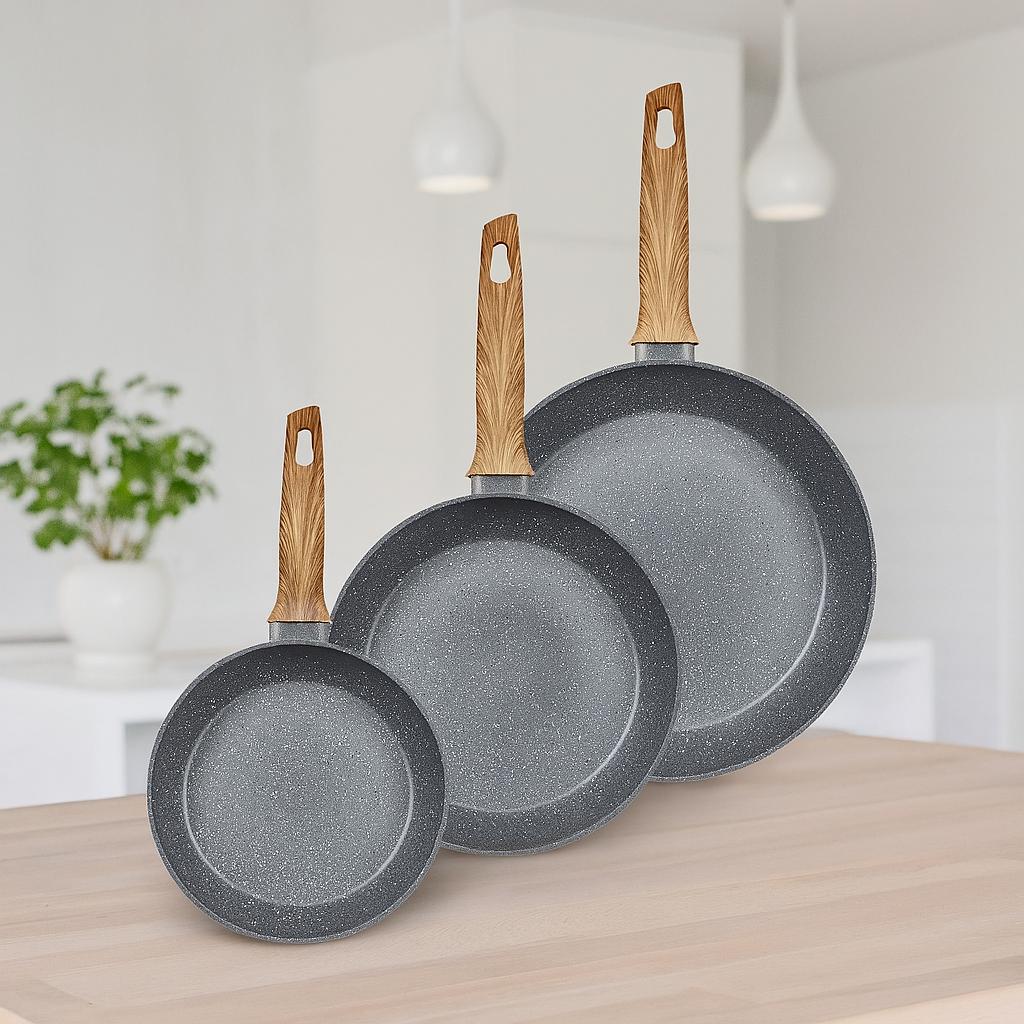 KALA Granite Non-Stick Frying Pan Set GREY- 3PC