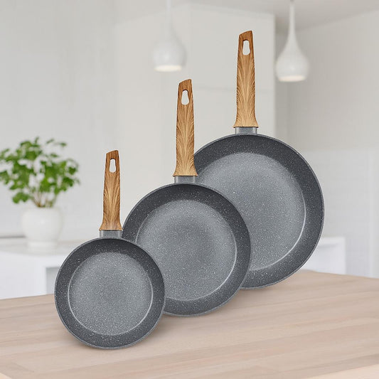 KALA Granite Non-Stick Frying Pan Set GREY- 3PC
