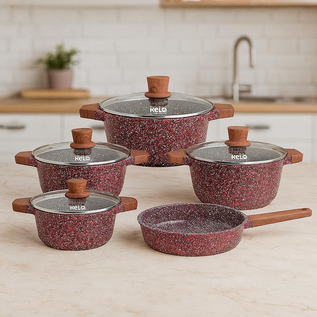 KALA Granite Stone Cookware Set RED - 9PC
