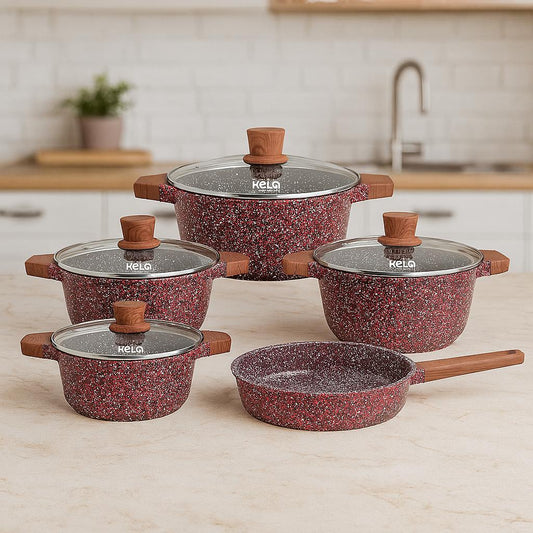 KALA Granite Stone Cookware Set RED - 9PC