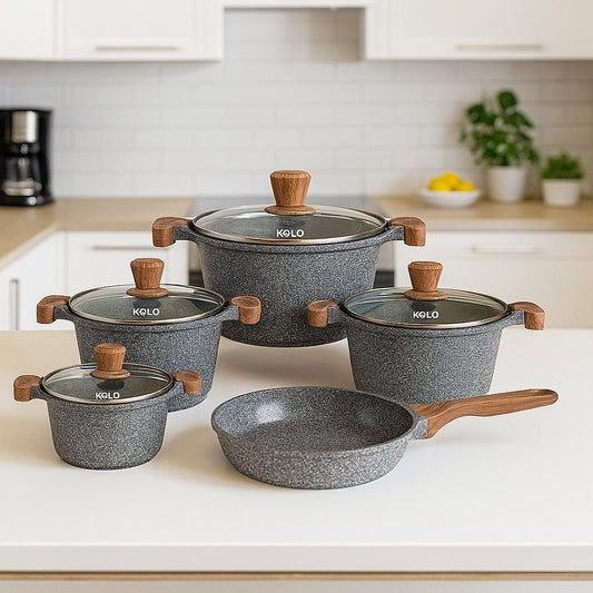 KALA Luxury Diamond Granite Cookware Set BLACK - 9PC