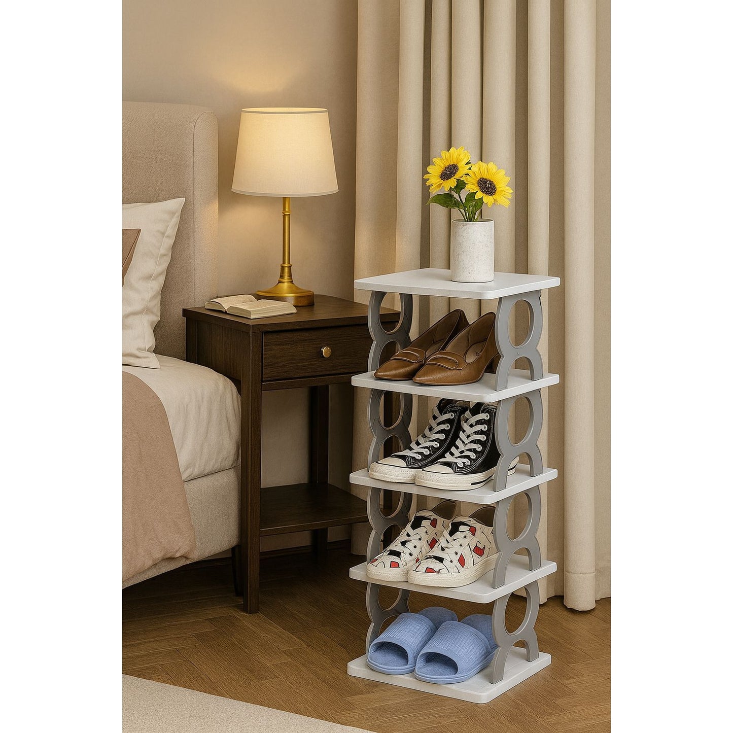 6-Layer Vertical Shoe Rack - Space Saving Organizer for bedroom & Entryway
