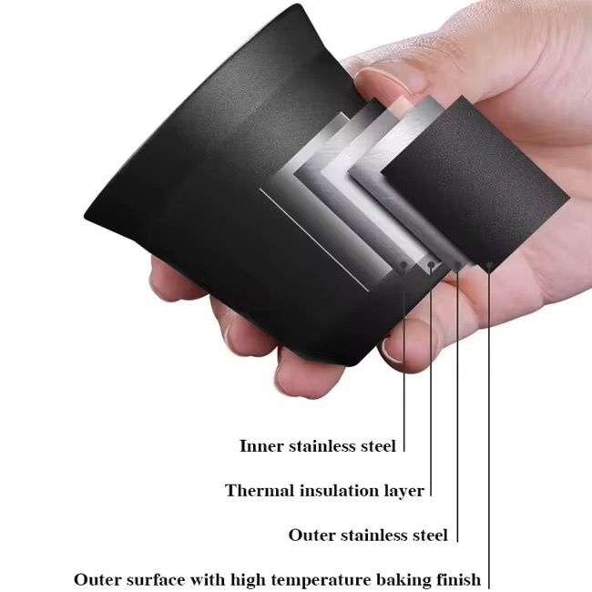 80ml Stainless Steel Espresso Cup - Black