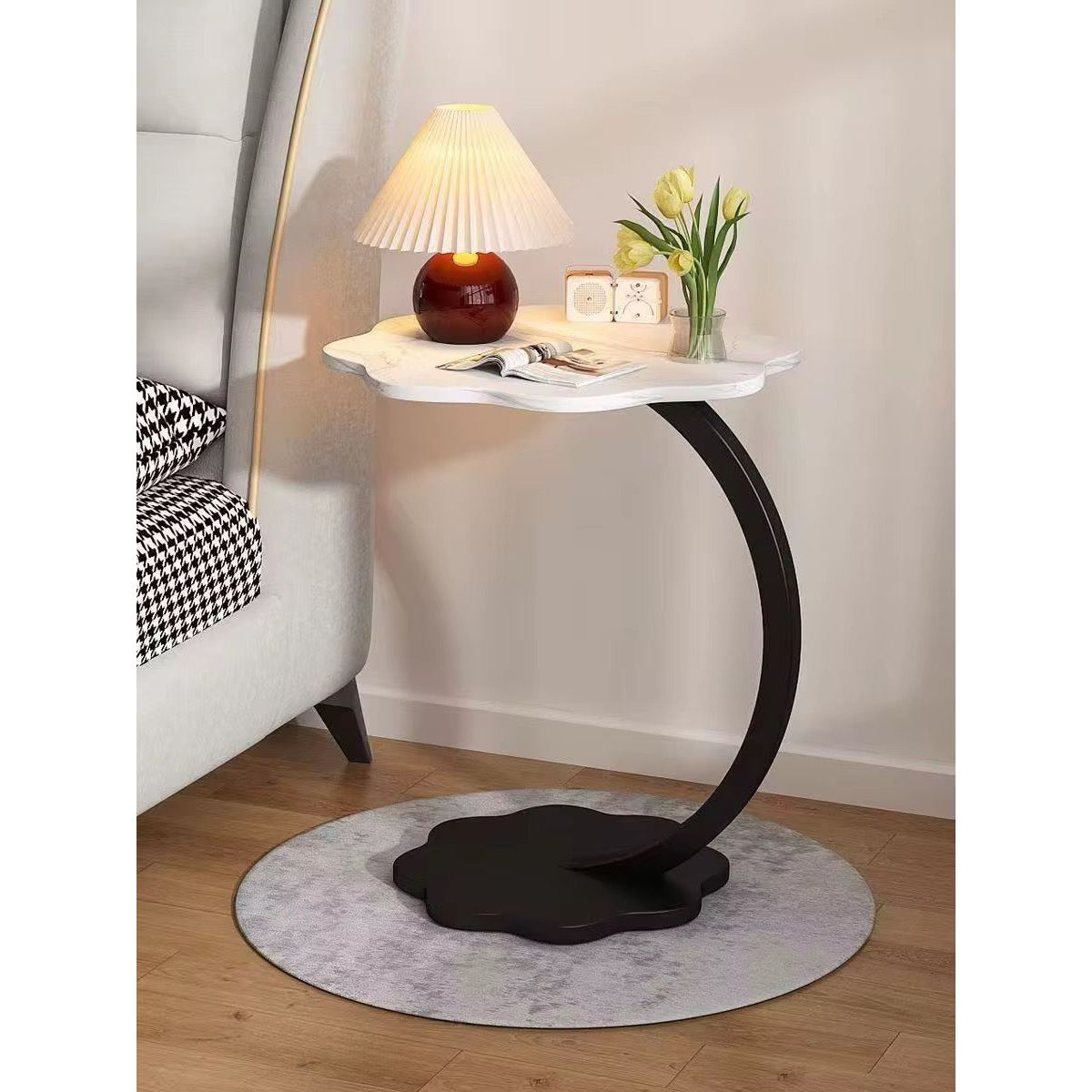 Modern Side Table with Sculptural Base