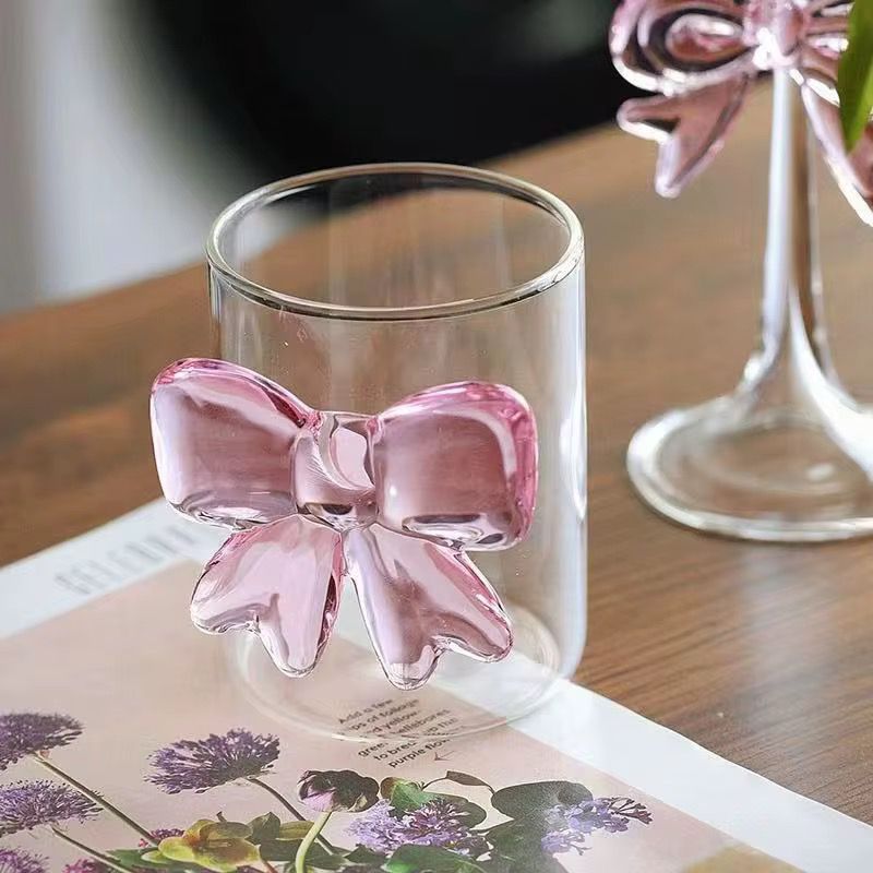 Glass Mug with Pink Bow - 320ml