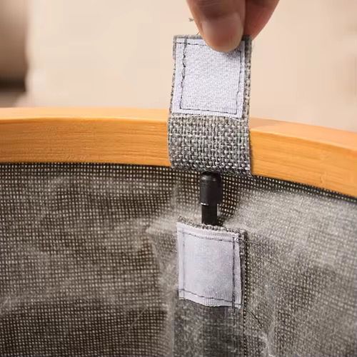 Fabric Laundry Basket with Wooden Rim