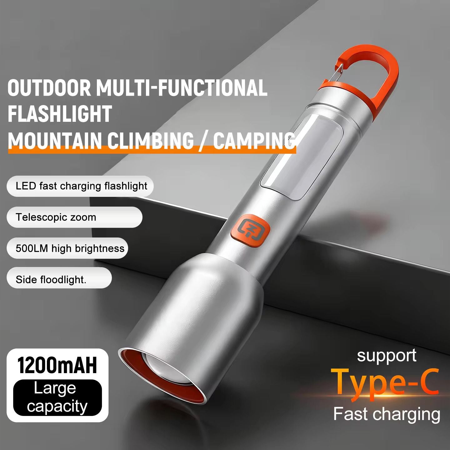 Rechargeable High-Power Zoomable Flashlight