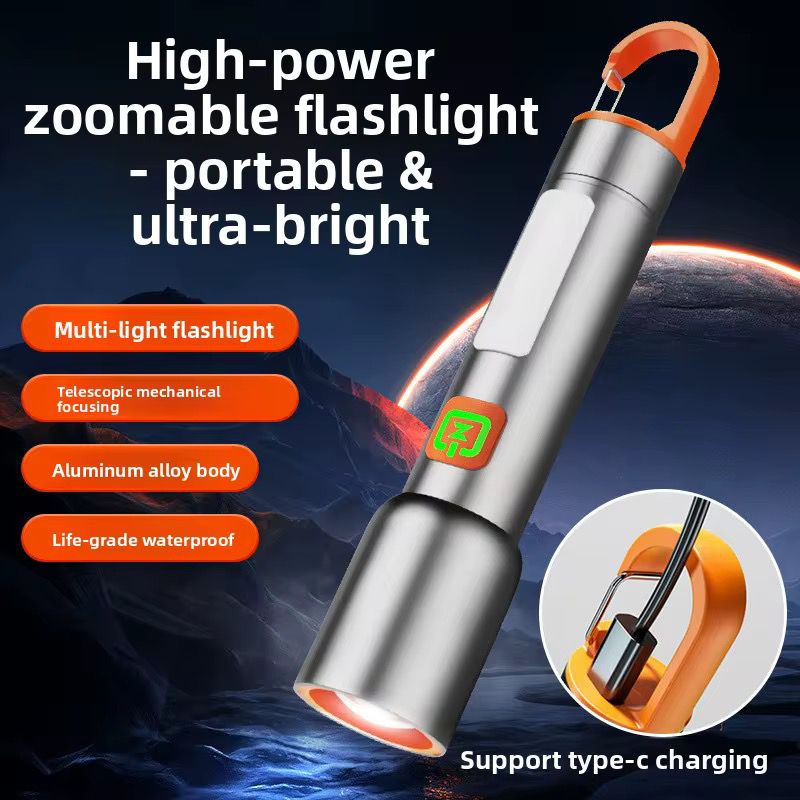 Rechargeable High-Power Zoomable Flashlight