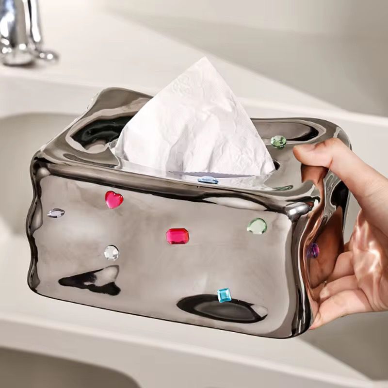 Decorative Tissue Box with Jewel Sticker Set