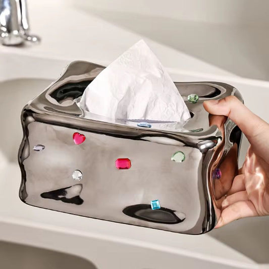Decorative Tissue Box with Jewel Sticker Set