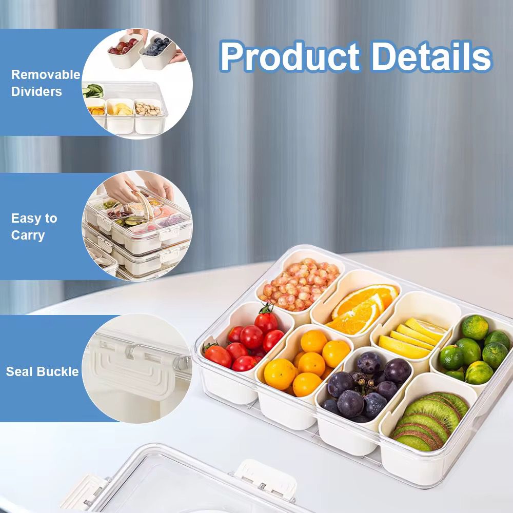 Multi-Compartment Snack & Storage Box with Locking Lid