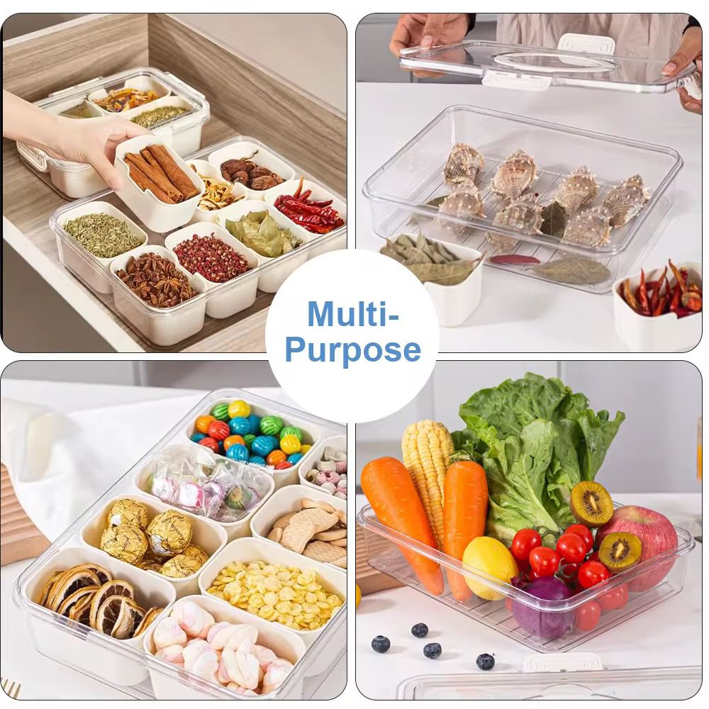 Multi-Compartment Snack & Storage Box with Locking Lid