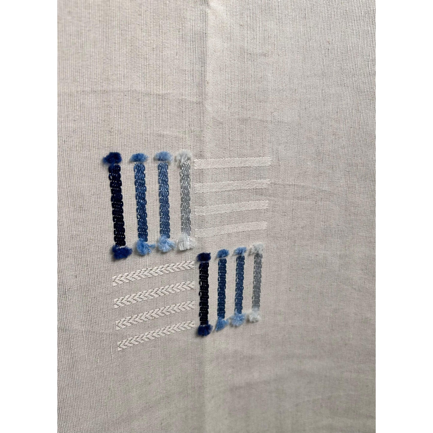 Beige Curtain with Blue Lines Design - 140x265cm
