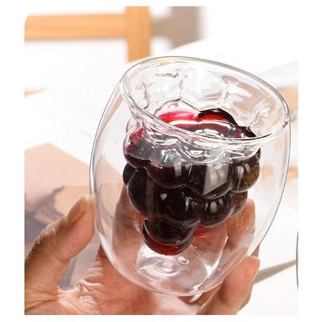 Grape 3D Double Wall Glass Cup - 250ml