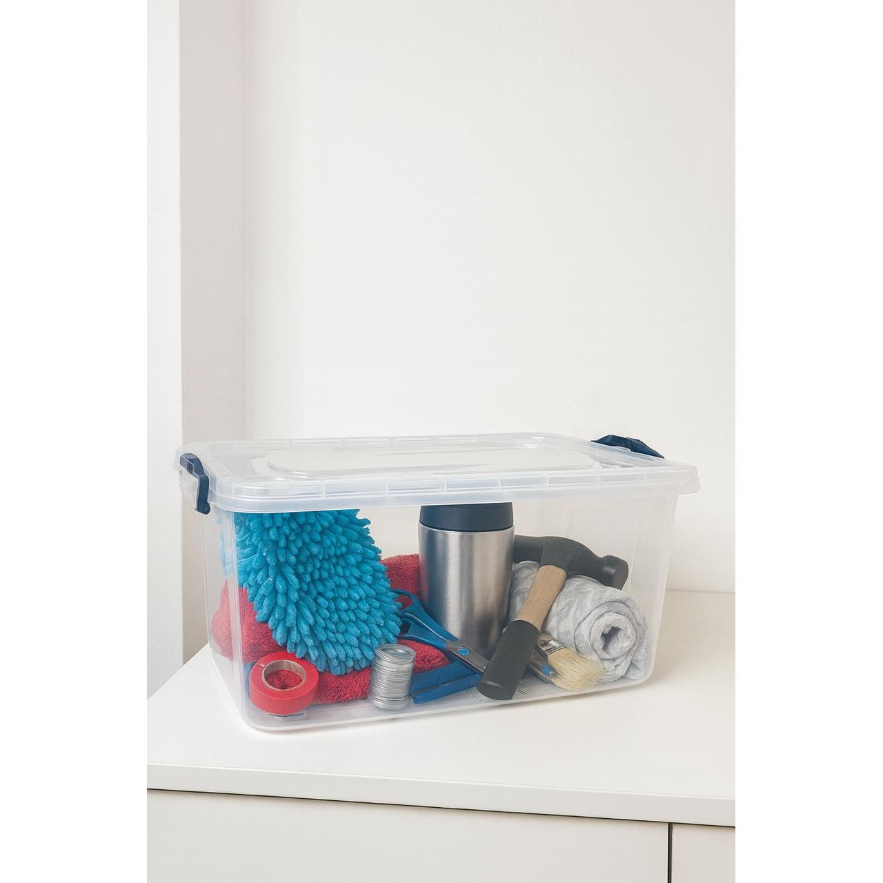 40L Clear Plastic Storage Box with Wheels & Lid – Large Organizer