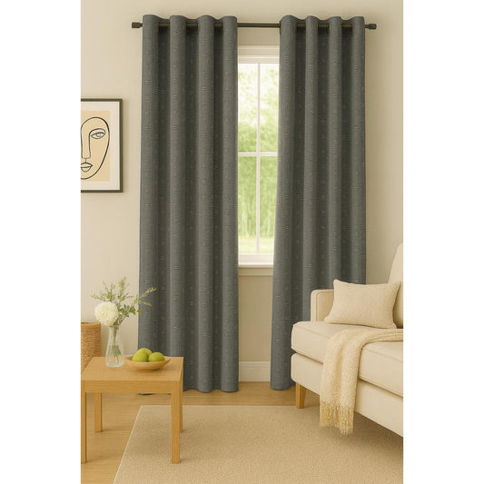 Grey Curtain with Small Squares - 140x265cm