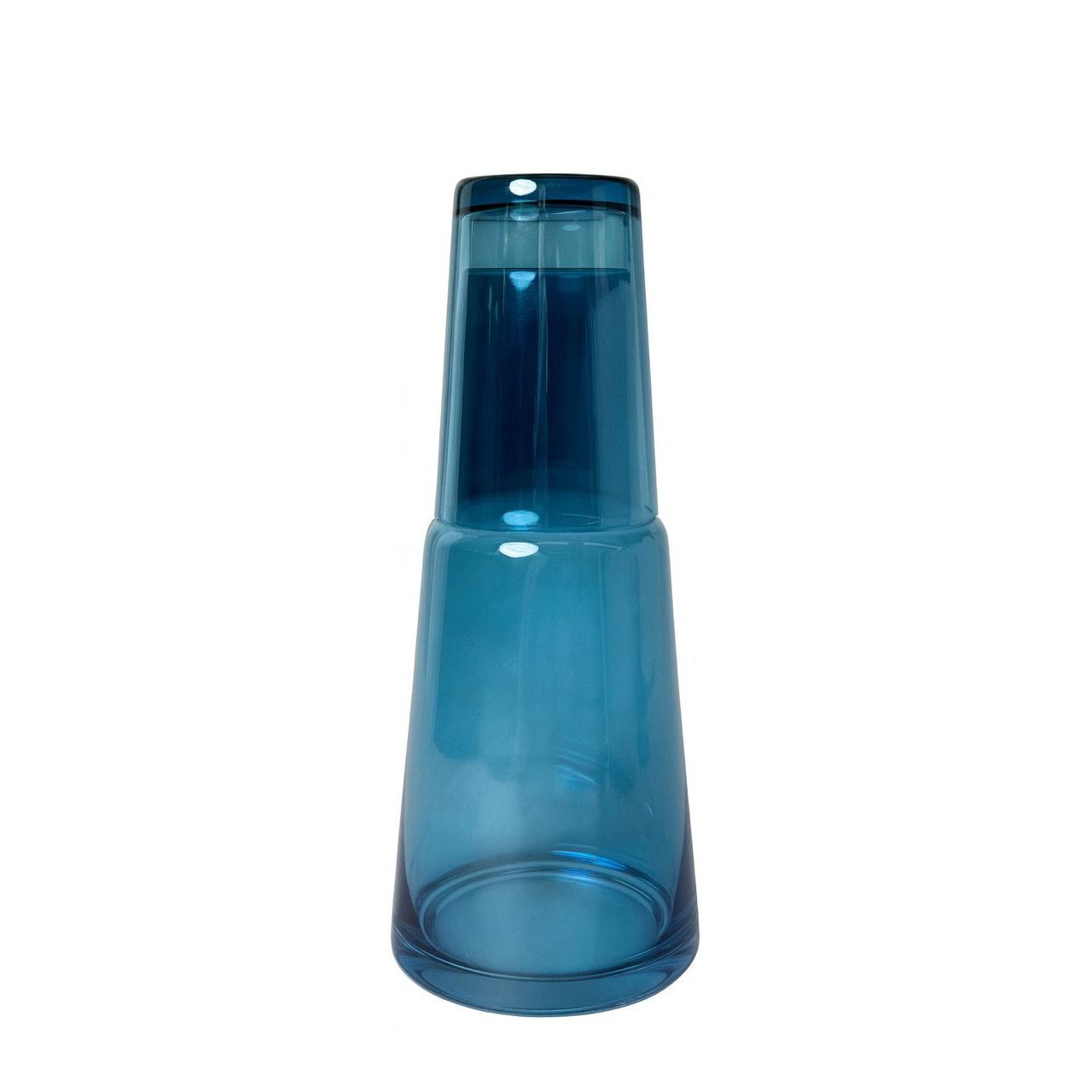 Blue Glass Jug with Matching Cup – Modern Drinkware Set