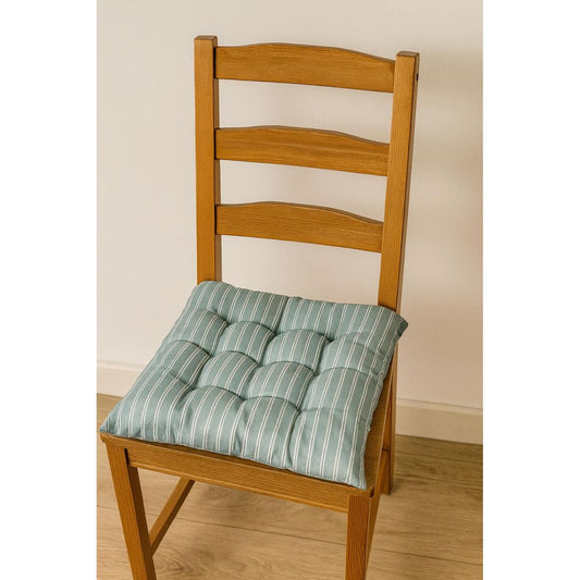 Light Blue Chair Cushion with White Stripes 35x35cm – Padded Seat Pad