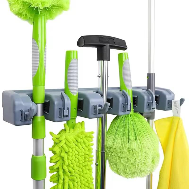 Adhesive Broom & Mop Holder - Space Saving Organizer