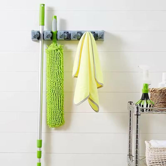 Adhesive Broom & Mop Holder - Space Saving Organizer