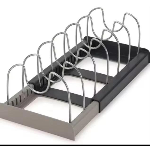 Adjustable Pot Lid & Pan Organizer Rack - Kitchen Storage Holder