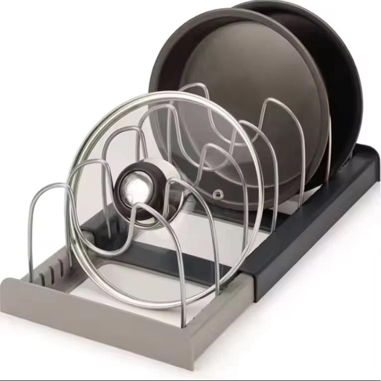 Adjustable Pot Lid & Pan Organizer Rack - Kitchen Storage Holder