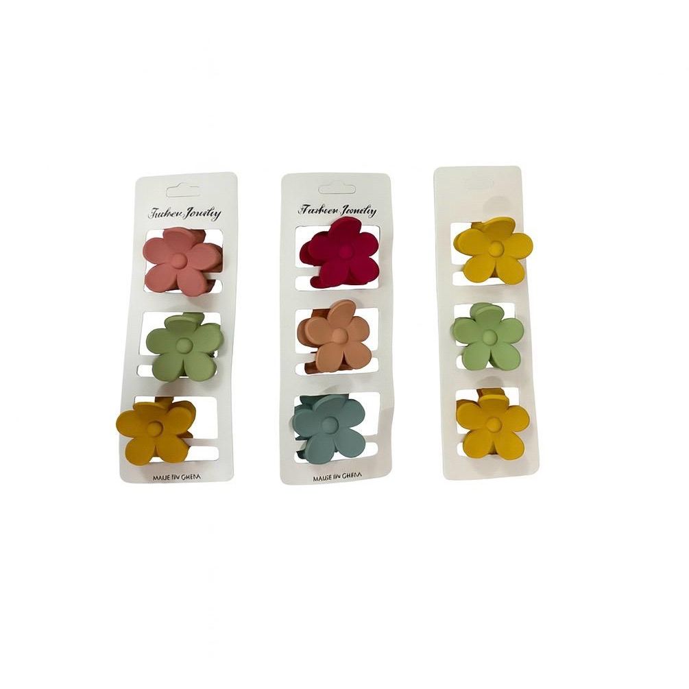Flower Hair Claw Clips – 3pcs Set (Matte Finish)