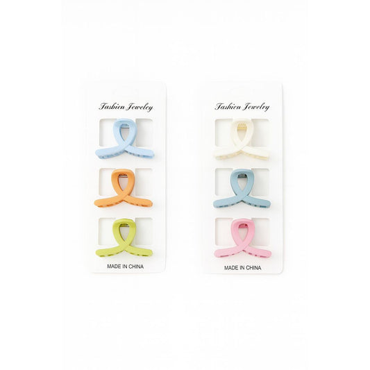 Colorful Oval Hair Clips – 3 pcs Set
