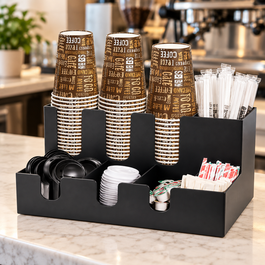 Countertop Coffee Cup & Accessory Organizer – Black
