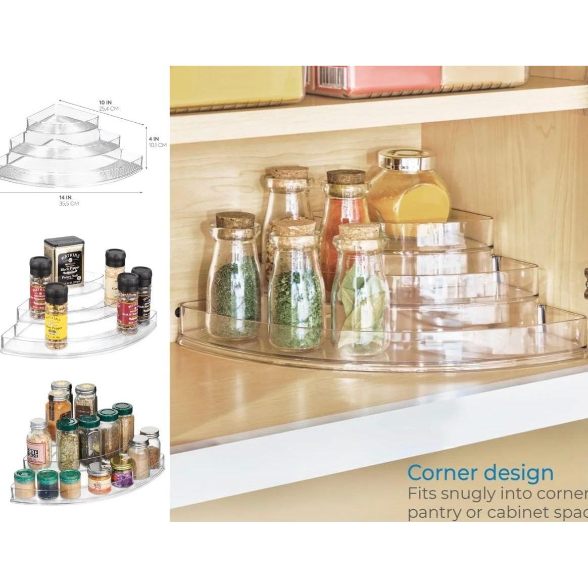 3-Tier Acrylic Corner Rack - Organizer for Kitchen