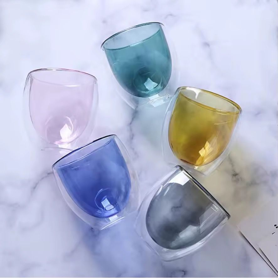 Double-Wall Insulated Glass Cup- Light Purple 250ml