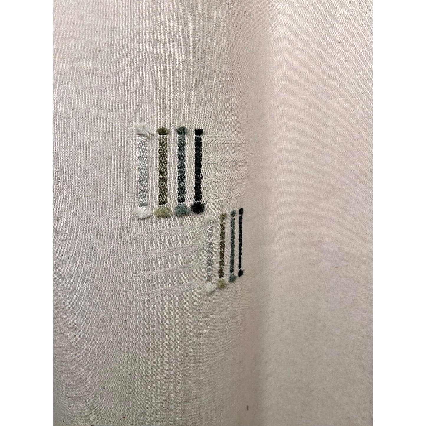 Beige Curtain with Green Lines Design - 140x265cm
