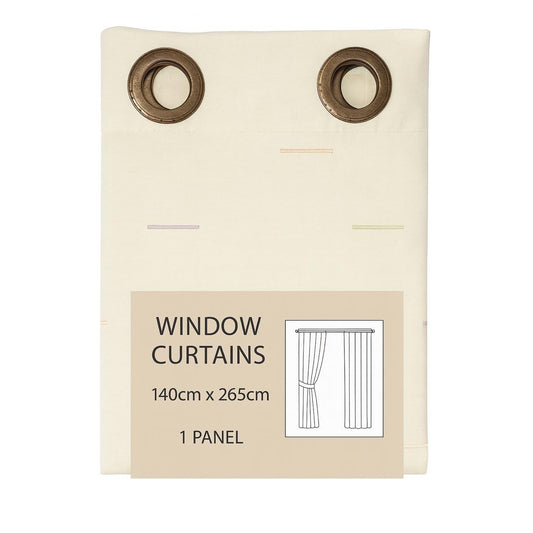 Cream Window Curtain Panel with Bronze Grommets – 140 x 265 cm