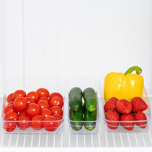 3-Piece Fridge Organizer Set – Clear Plastic Storage Bins