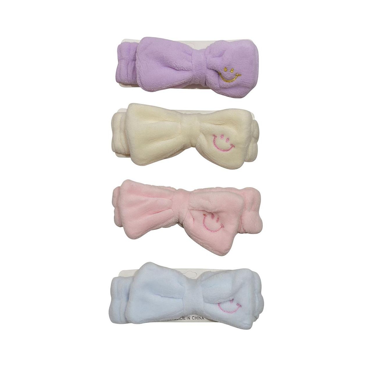 Kids Plush Headband – Smiley Face Bow Design
