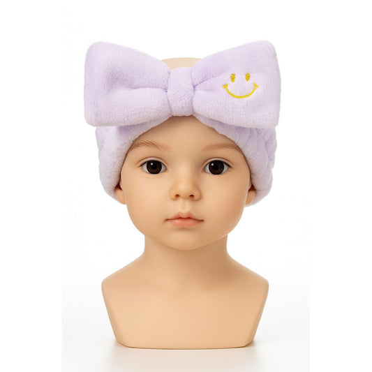 Kids Plush Headband – Smiley Face Bow Design
