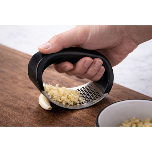 Stainless Steel Garlic Press & Grater with Ergonomic Handle